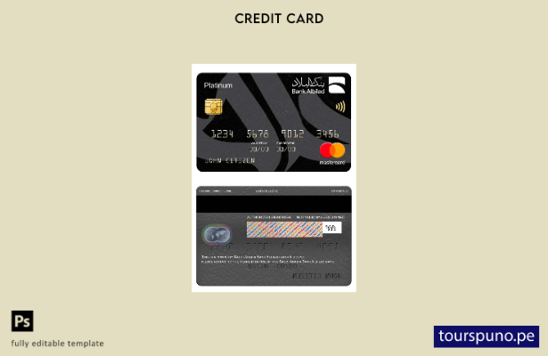 listo para imprimir plantilla de tarjeta mastercard platino del banco Albilad de